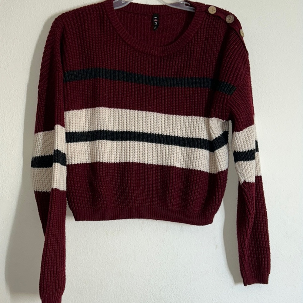 I Love it Block Striped Crop Top Sweater